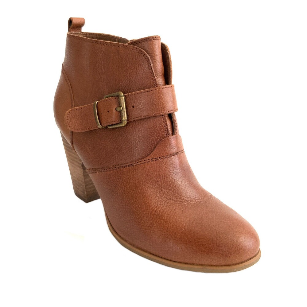 Michael Bootie Leah Leather Harness Ankle Bootie Brown 11